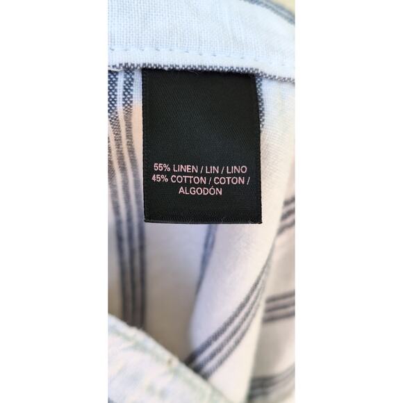 Victoria's Secret Linen blend Striped Pull on Wide Leg Pants White-Gray/Blue 6 - Picture 5 of 8